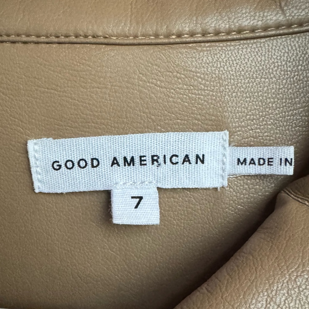 Good American Jacket Size 7 Shacket Better Than Leather Faux Utility Snap Shirt - Picture 4 of 8